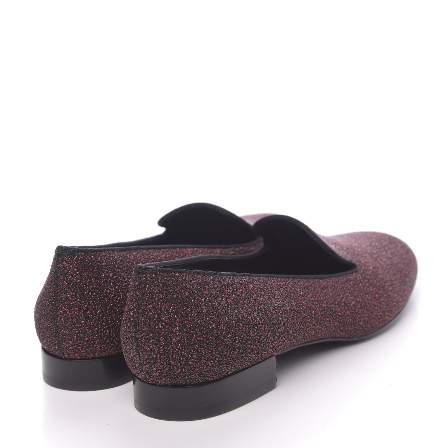 Saint Laurent Metallic Calfskin Smoking Slipper Flat Loafers 37.5 Red Glitter 4 of 8