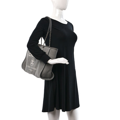 Chanel Canvas Small Deauville Tote Grey 2 of 9