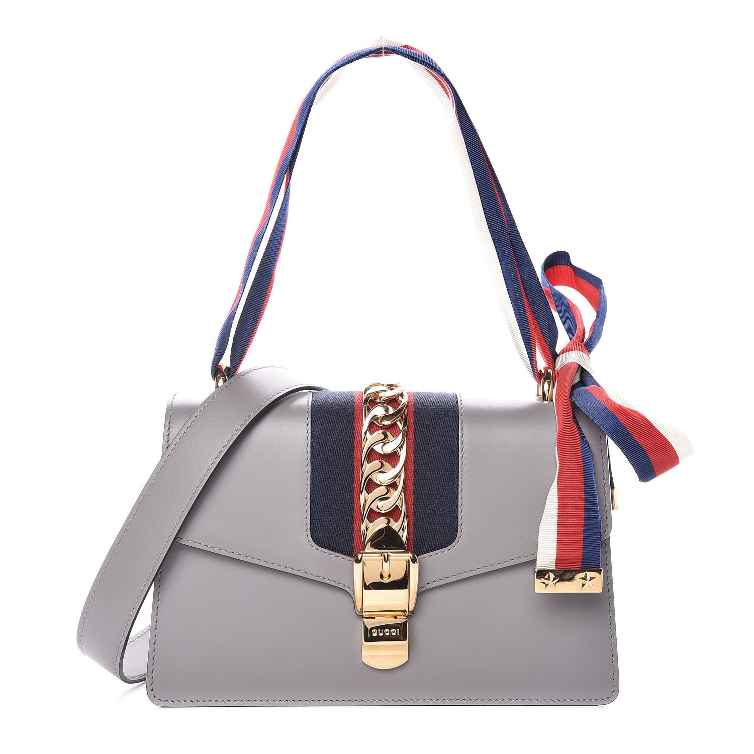Gucci Calfskin Small Sylvie Shoulder Bag Deep Grey 1 of 9