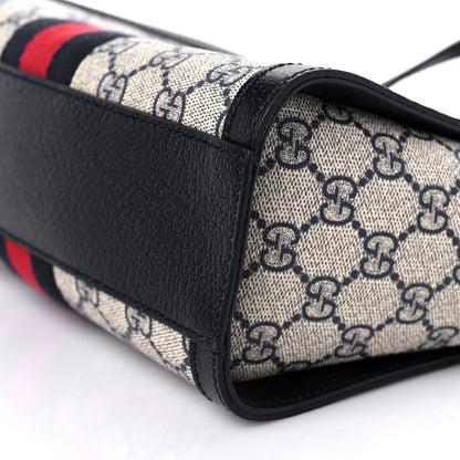Gucci GG Supreme Monogram Textured Dollar Calfskin Web Small Ophidia Tote Bag Beige Blue 9 of 11