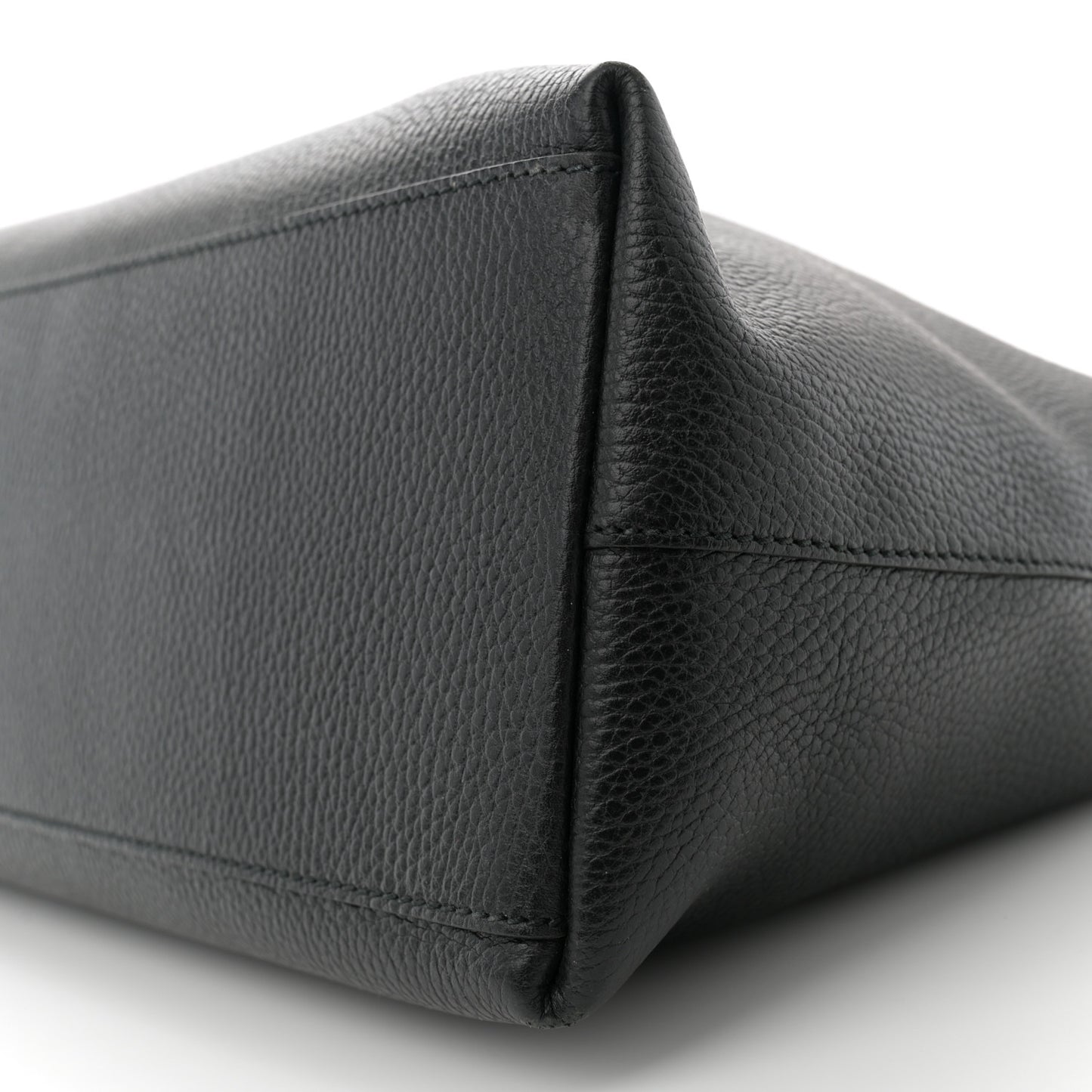 Pebbled Calfskin Convertible Bamboo Tassel Tote Black
