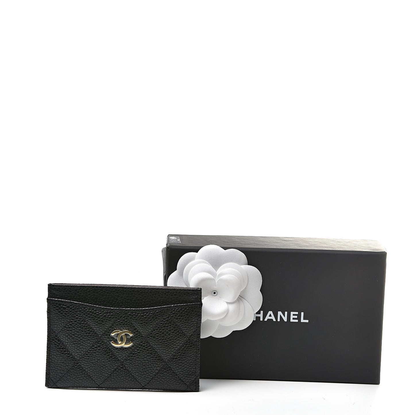 Caviar Quilted Card Holder Black