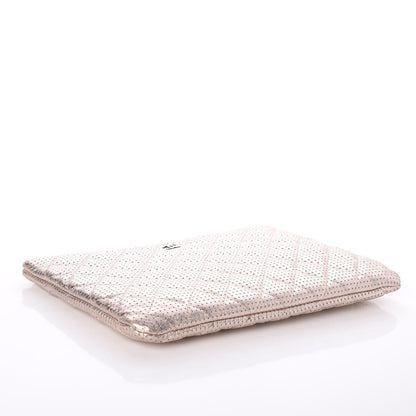 Chanel Metallic Perforated Lambskin Quilted Medium Cosmetic Case Light Gold 4 of 8