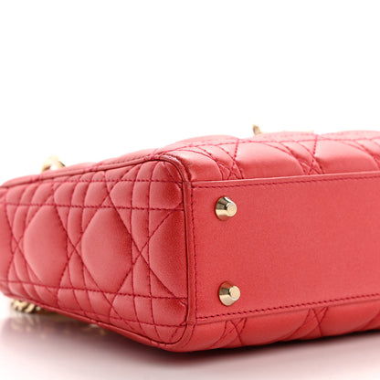 Christian Dior Metallic Lambskin Cannage Mini Lady Dior Red 8 of 9