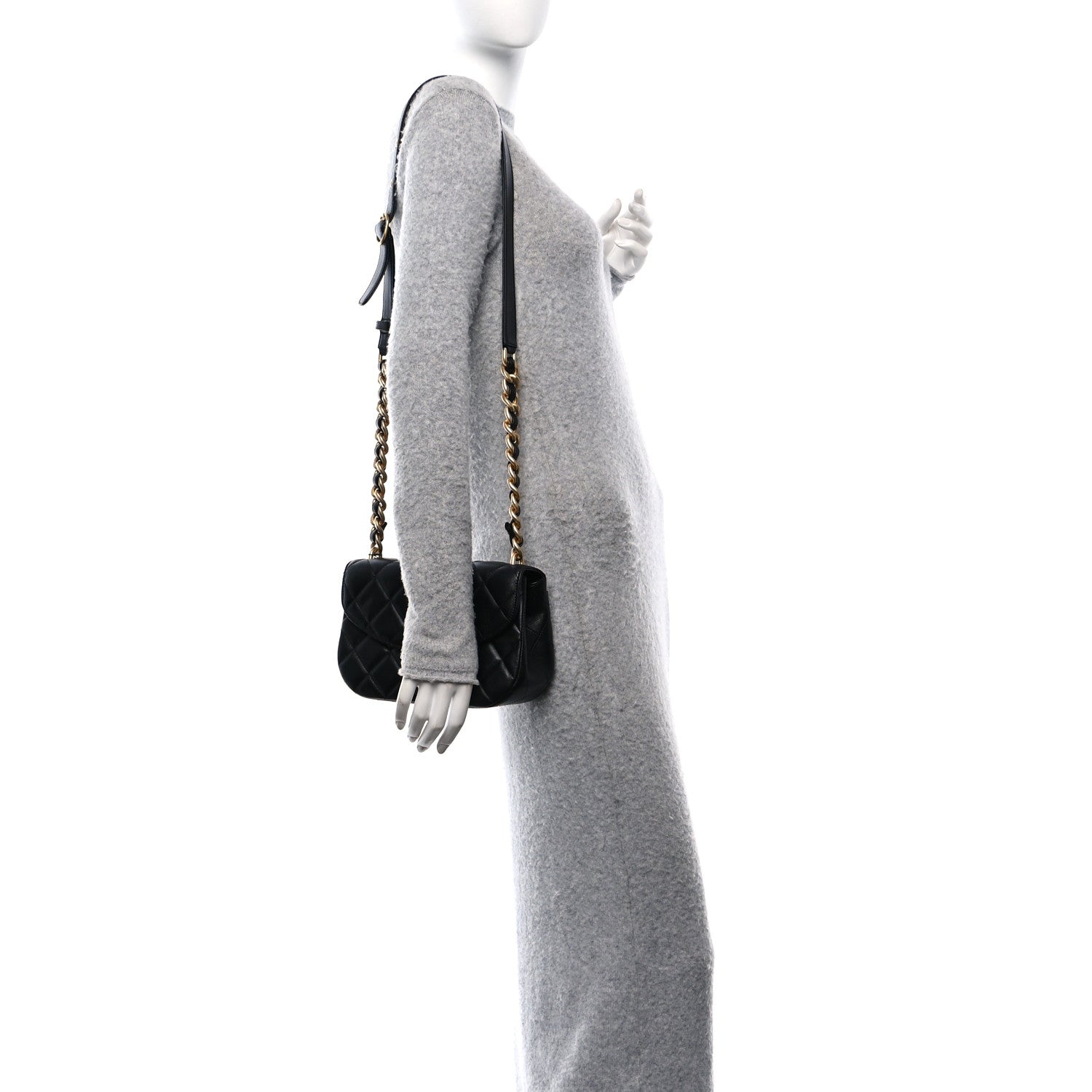 Chanel Lambskin Quilted Chain Messenger Bag Black 2 of 10