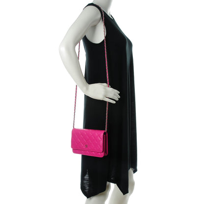 Chanel Caviar Quilted Wallet on Chain WOC Pink 2 of 8