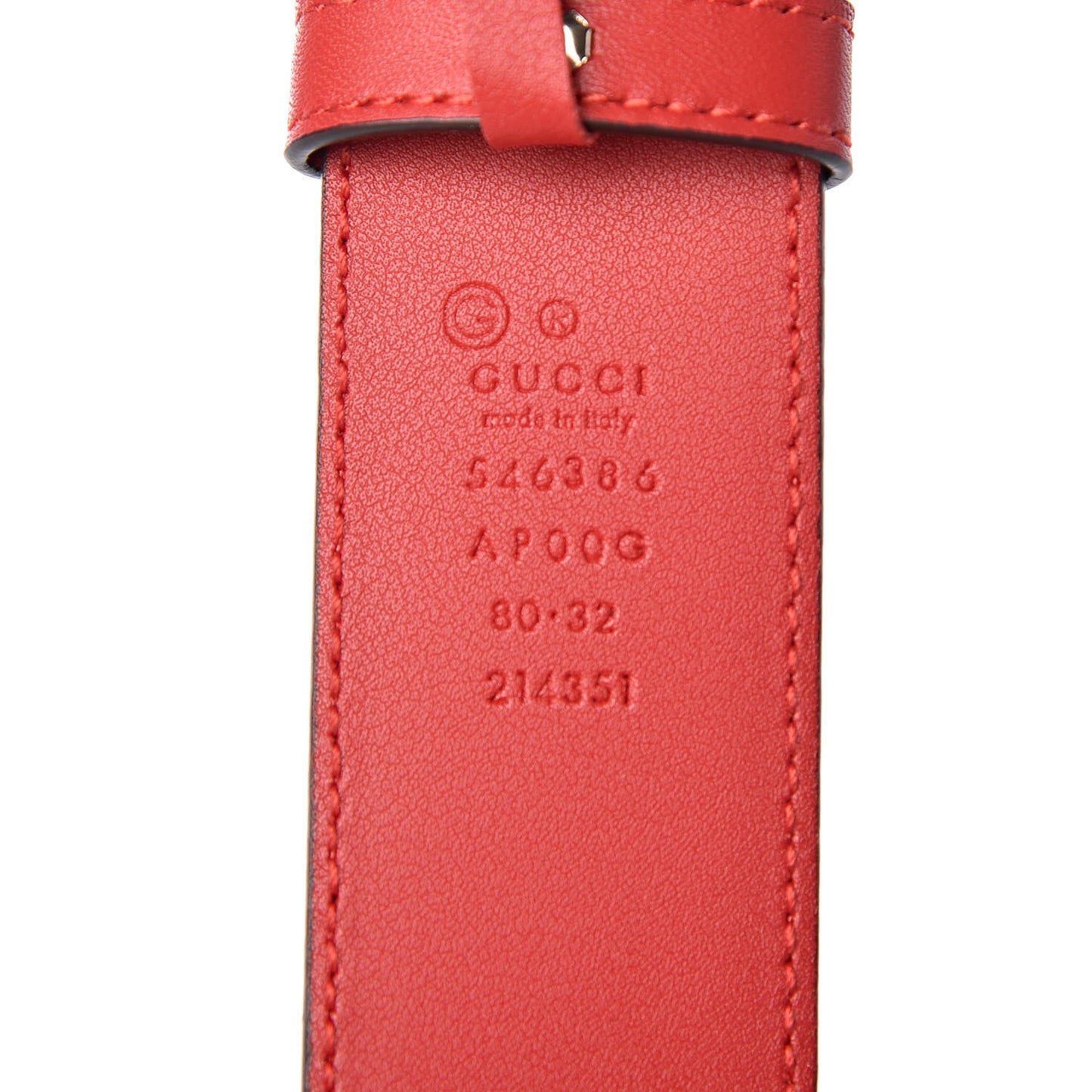 Moon Calfskin Interlocking G 37mm Belt 80 32 Vibrant Red