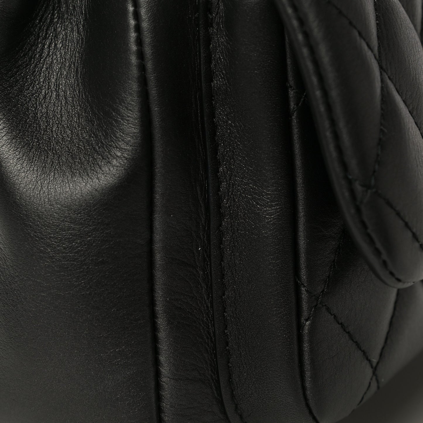 Calfskin Quilted Top Handle Flap Black