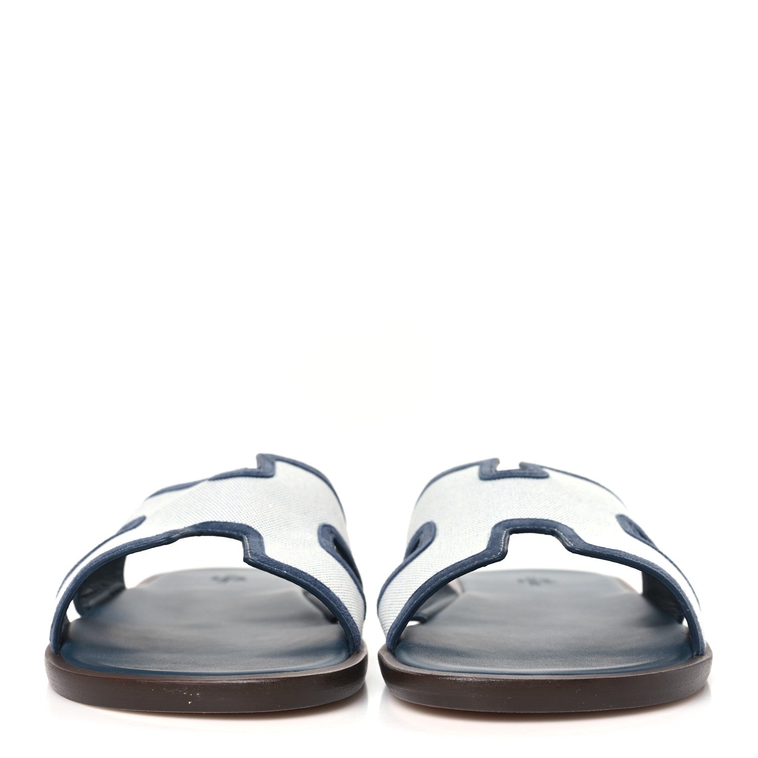 Hermes Canvas Suede Goatskin Mens Izmir Sandals 44 Bleu Bleu Celeste 2 of 8