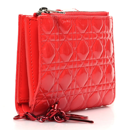Christian Dior Patent Cannage Lady Dior Eden Wallet Red 3 of 9