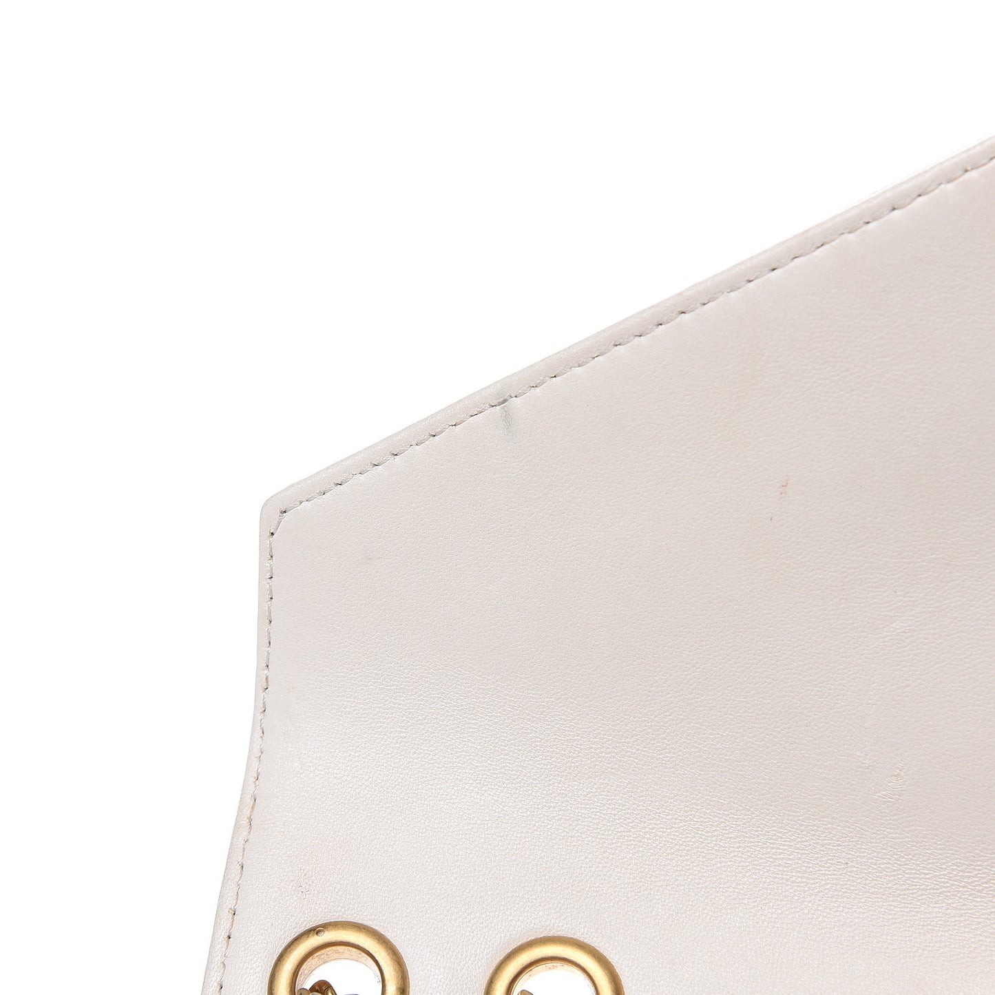 Lambskin Reversed Chevron Quilted Flap White