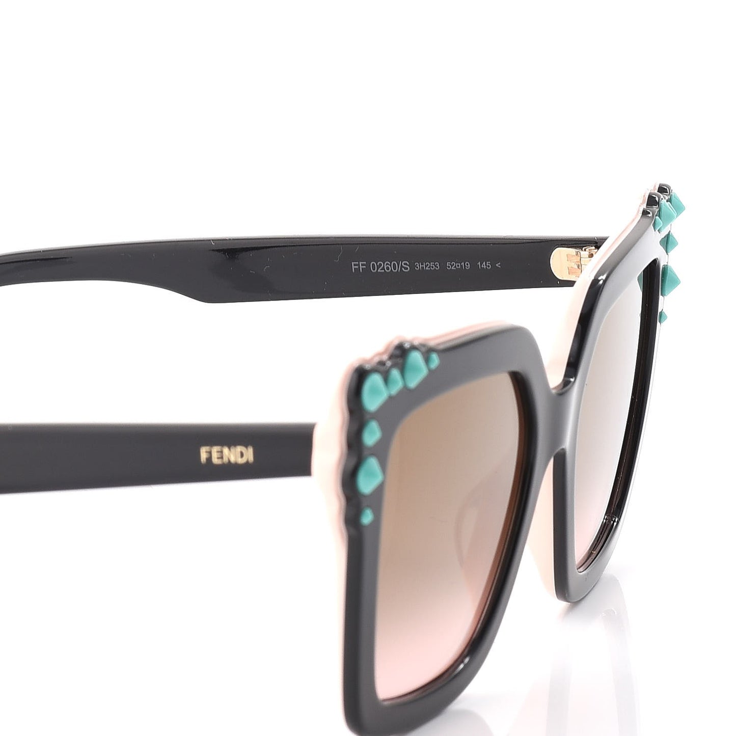 Studded Square Cat Eye Sunglasses FF 0260/S Black Pink