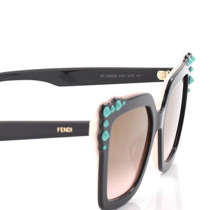 Fendi Studded Square Cat Eye Sunglasses FF 0260/S Black Pink 7 of 8