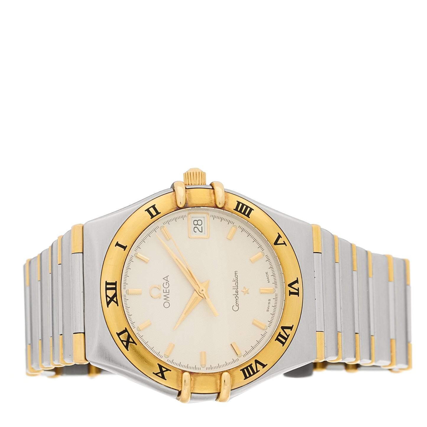 Stainless Steel 18K Yellow Gold 33mm Constellation Quartz Watch White 1312.30
