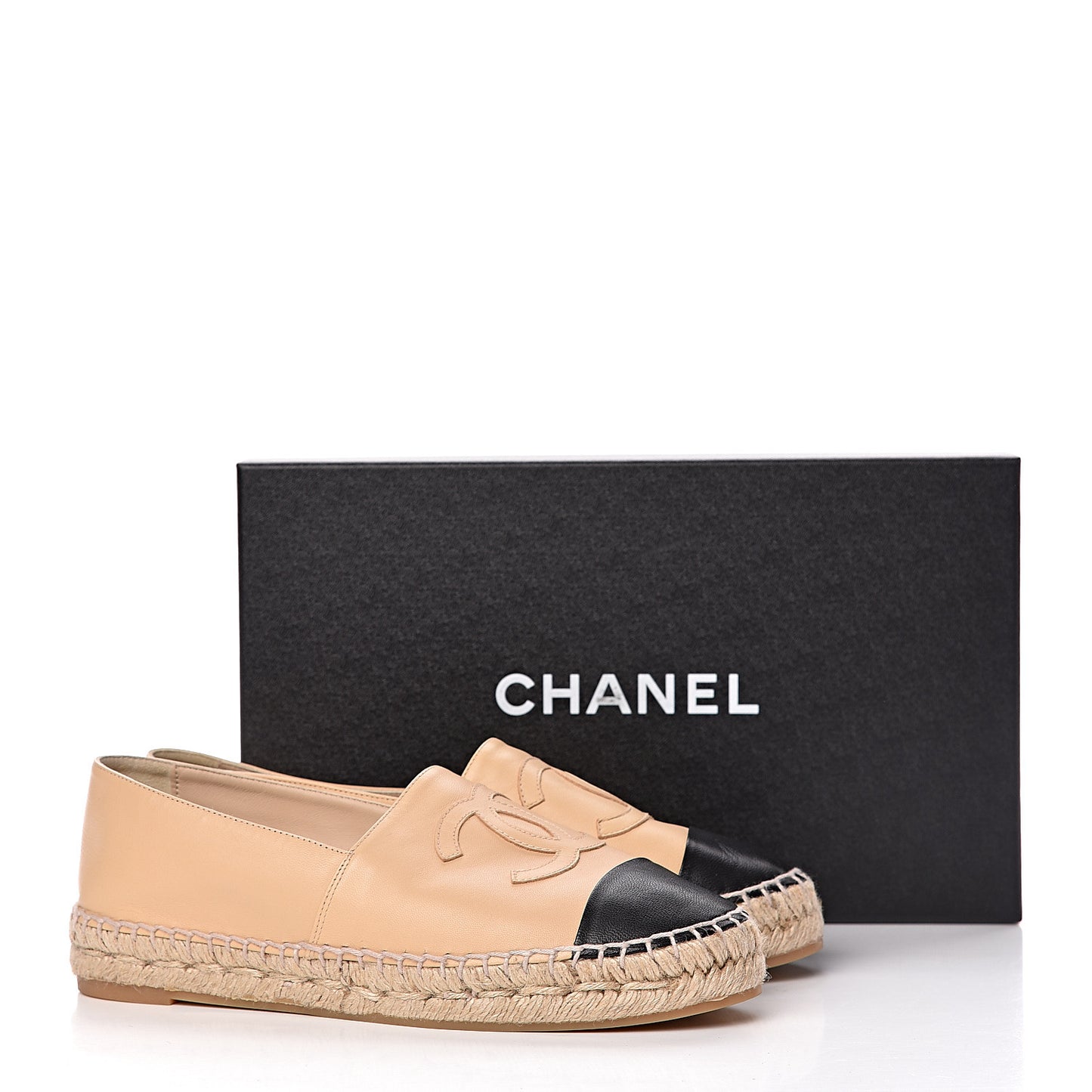 Lambskin CC Espadrilles 37 Beige Black