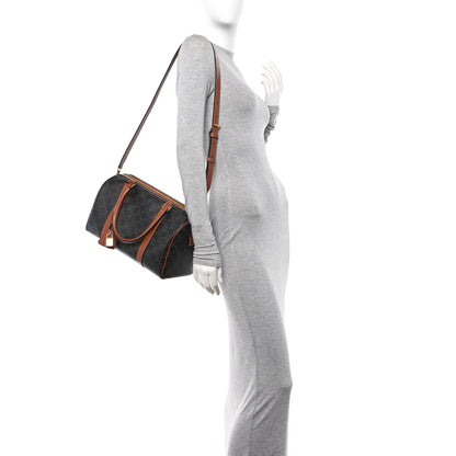 Celine Triomphe Canvas Calfskin Boston Bag Tan 2 of 10