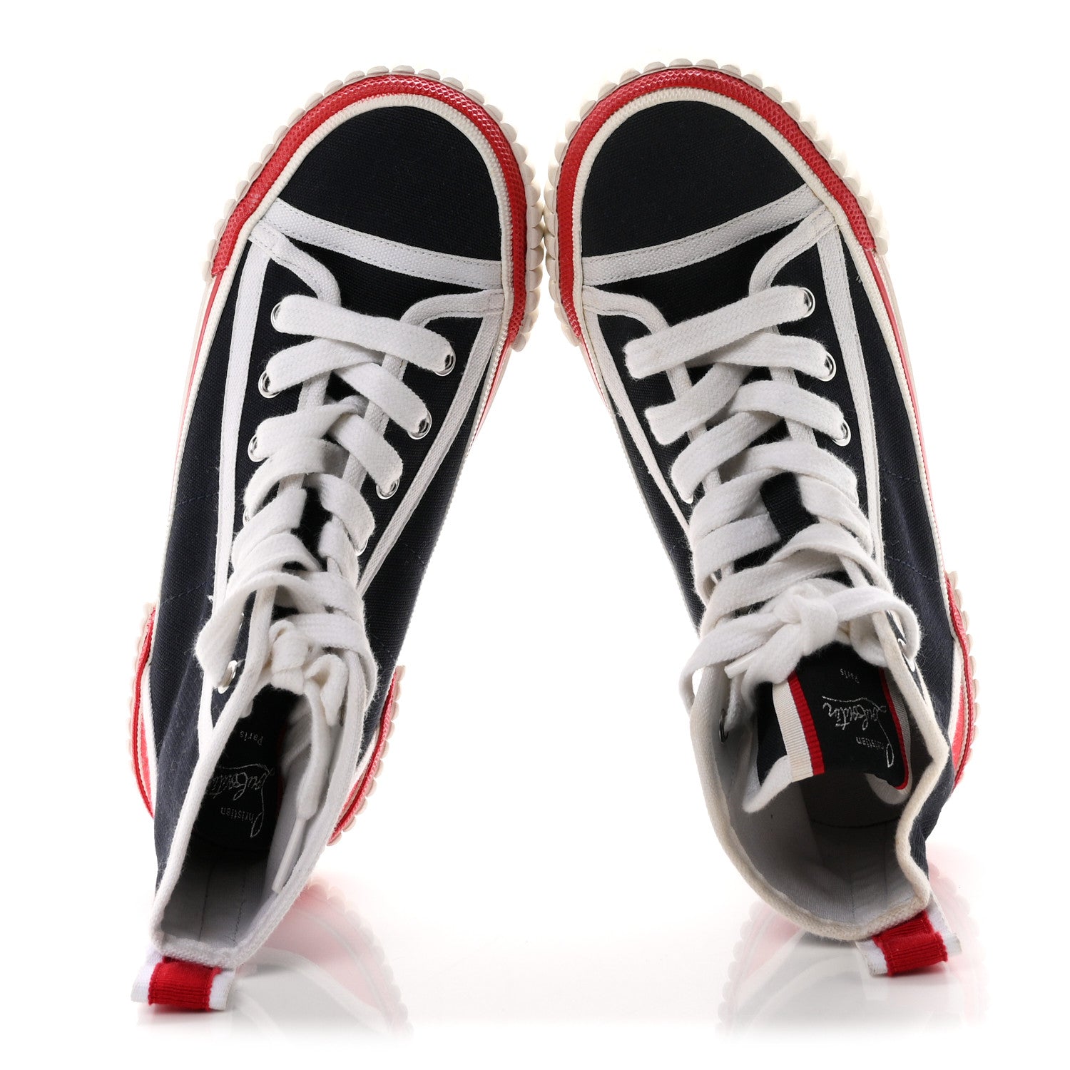 Christian Louboutin Olona Canvas Womens Pedro Flat Sneakers 35 Blue White 2 of 8
