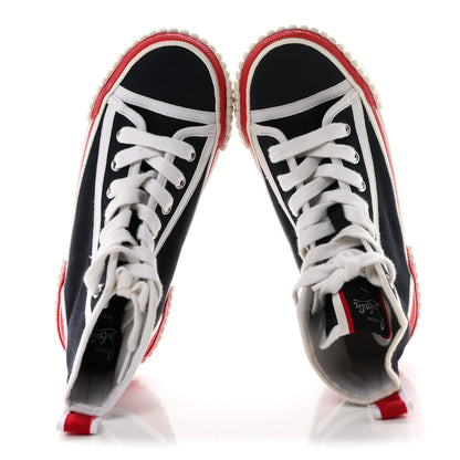 Christian Louboutin Olona Canvas Womens Pedro Flat Sneakers 35 Blue White 2 of 8