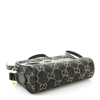 Gucci Jacquard Black Denim GG Monogram Textured Dollar Calfskin Mini Ophidia Shoulder Bag Black Ivory 4 of 13