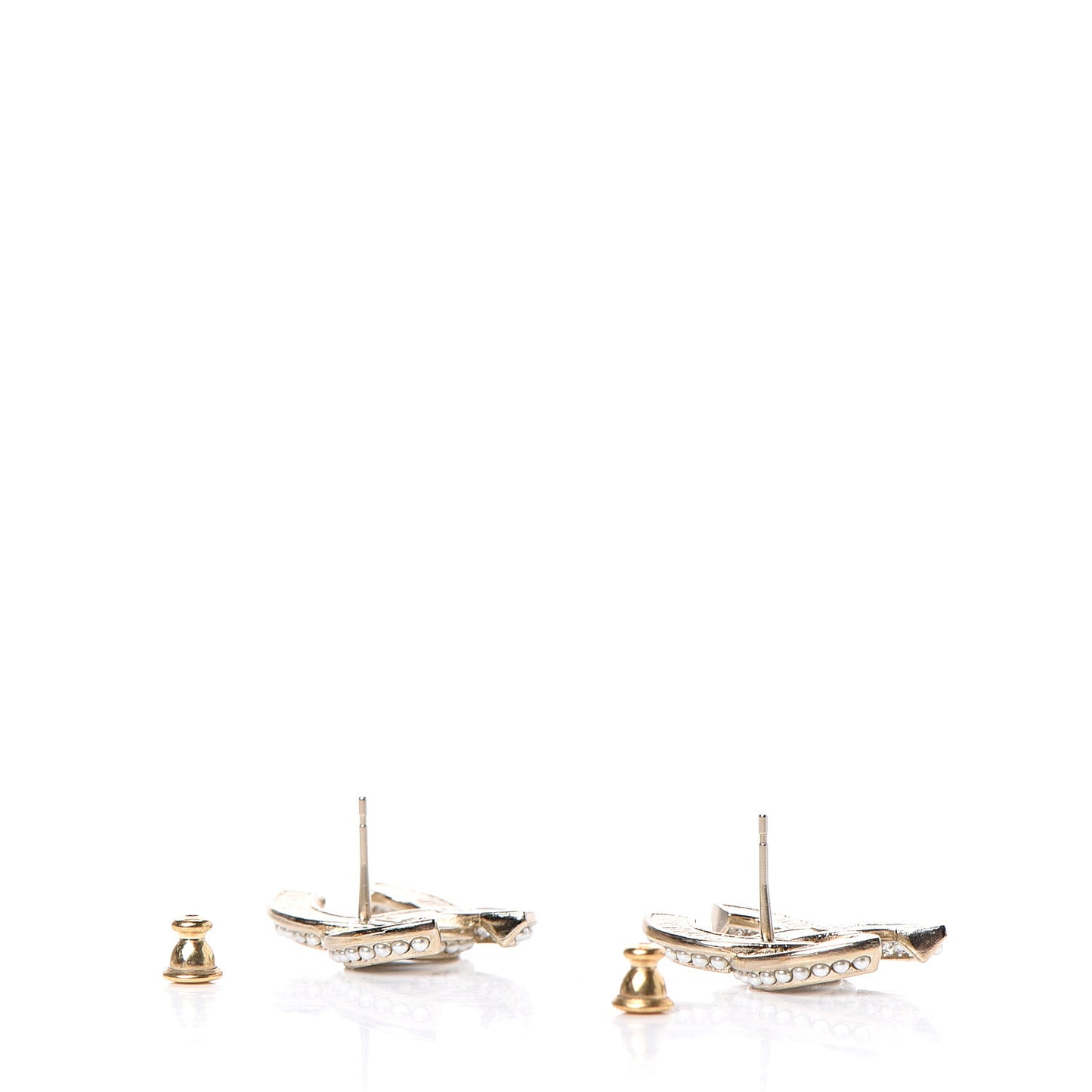Crystal Pearl CC Earrings Light Gold