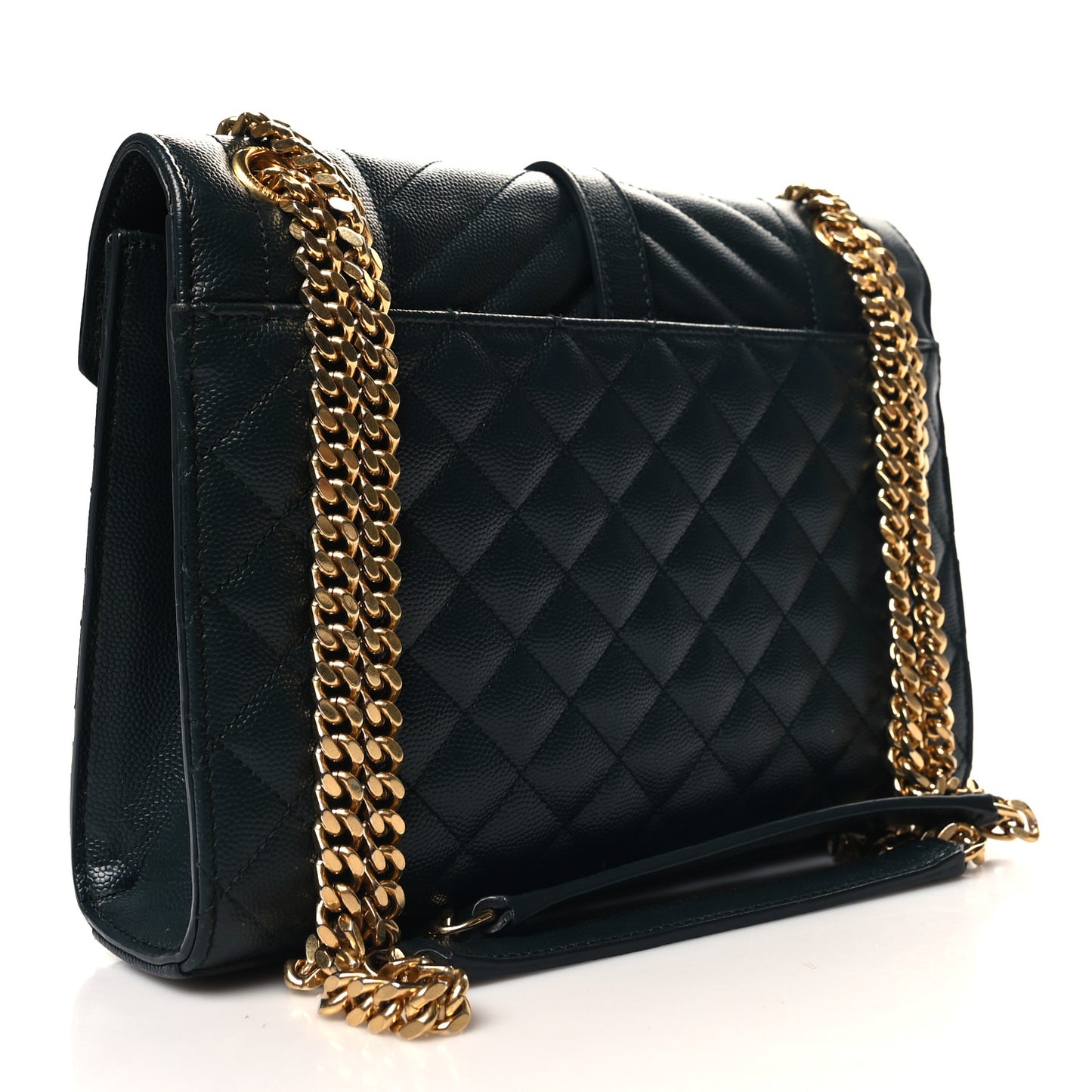 Grain De Poudre Textured Mixed Matelasse Triquilt Medium Monogram Satchel Dark Smog