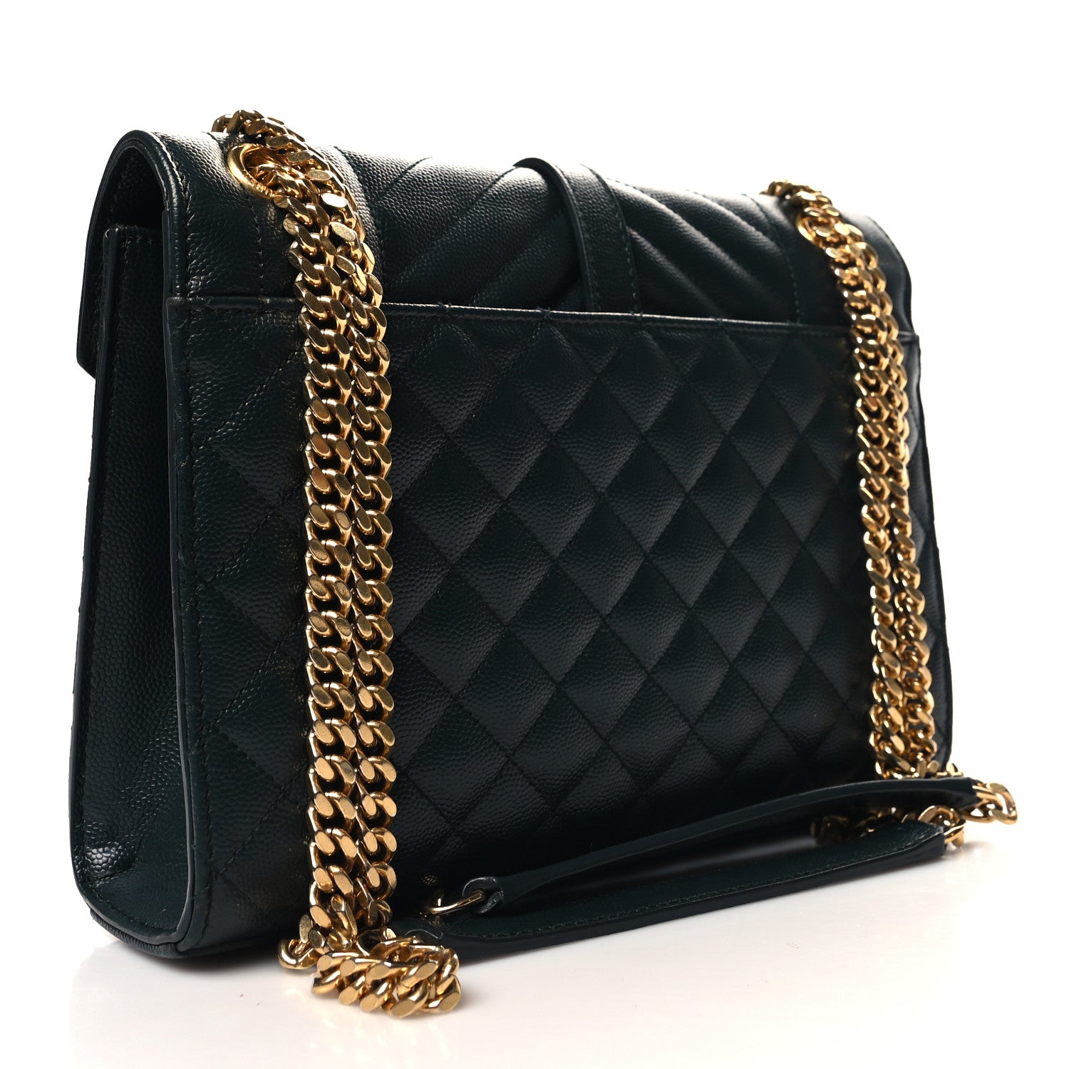 Saint Laurent Grain De Poudre Textured Mixed Matelasse Triquilt Medium Monogram Satchel Dark Smog 3 of 11