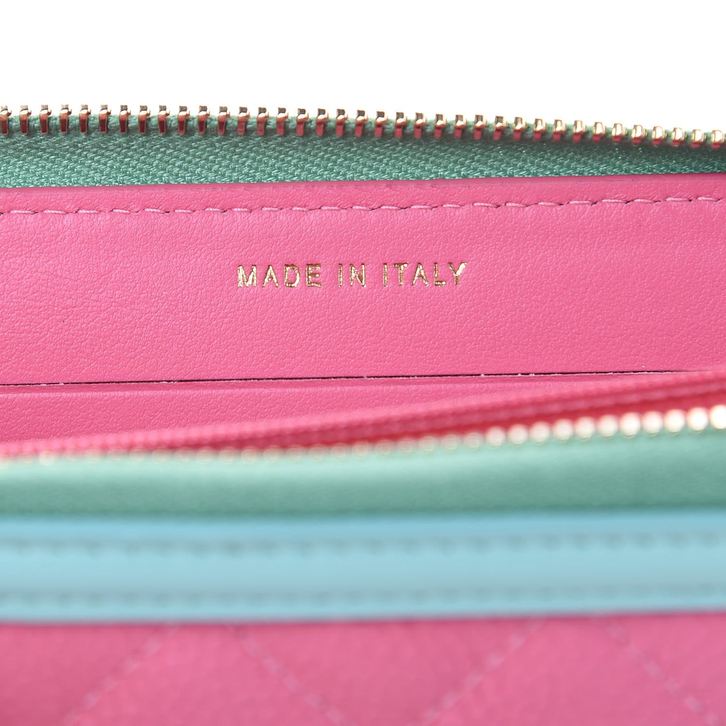 Caviar Quilted Medium Filigree Zip Around Wallet Pink Blue Green