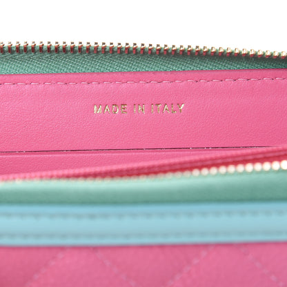 Chanel Caviar Quilted Medium Filigree Zip Around Wallet Pink Blue Green 7 of 11