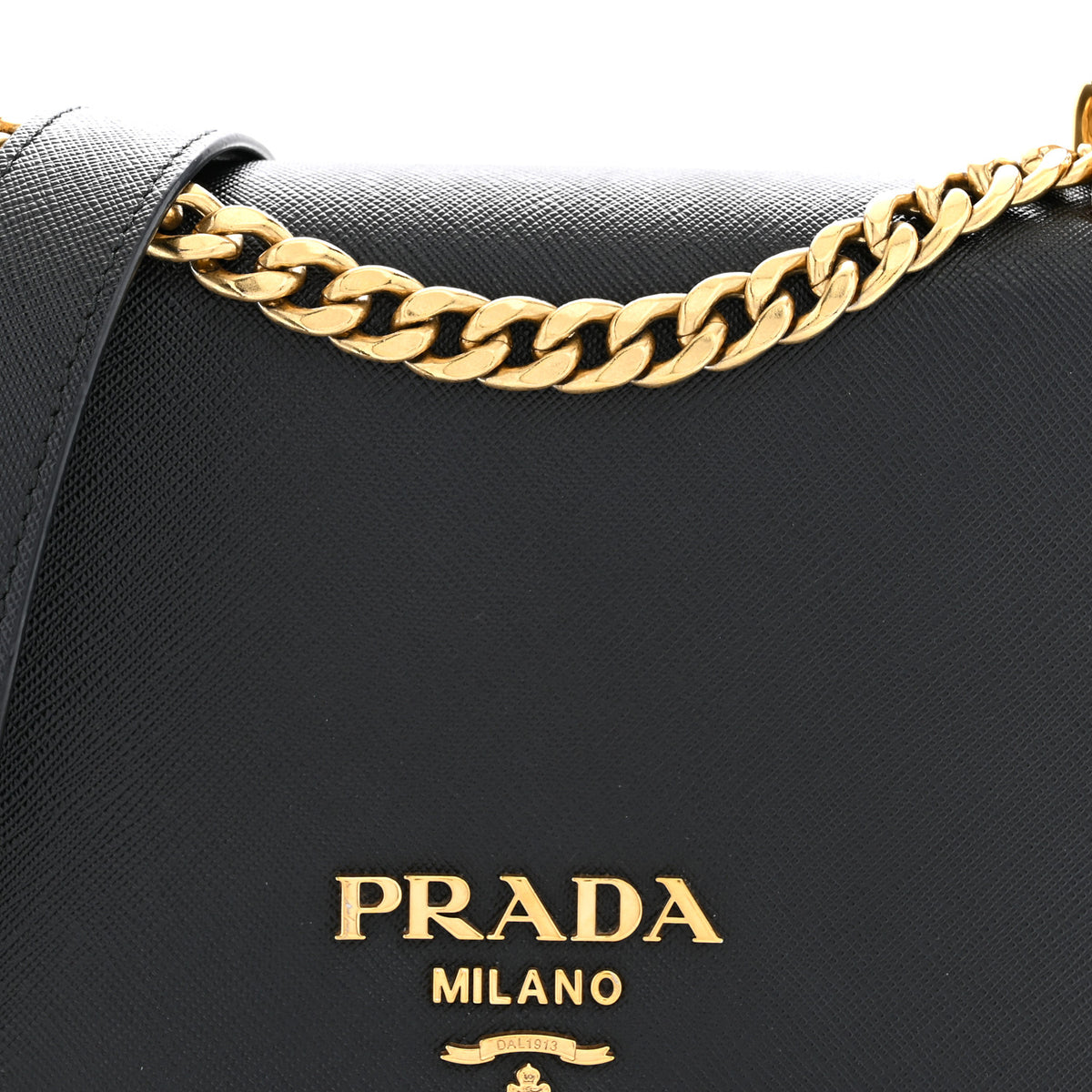 Prada Saffiano Chain Shoulder Bag Black 7 of 11