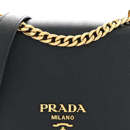 Prada Saffiano Chain Shoulder Bag Black 7 of 11