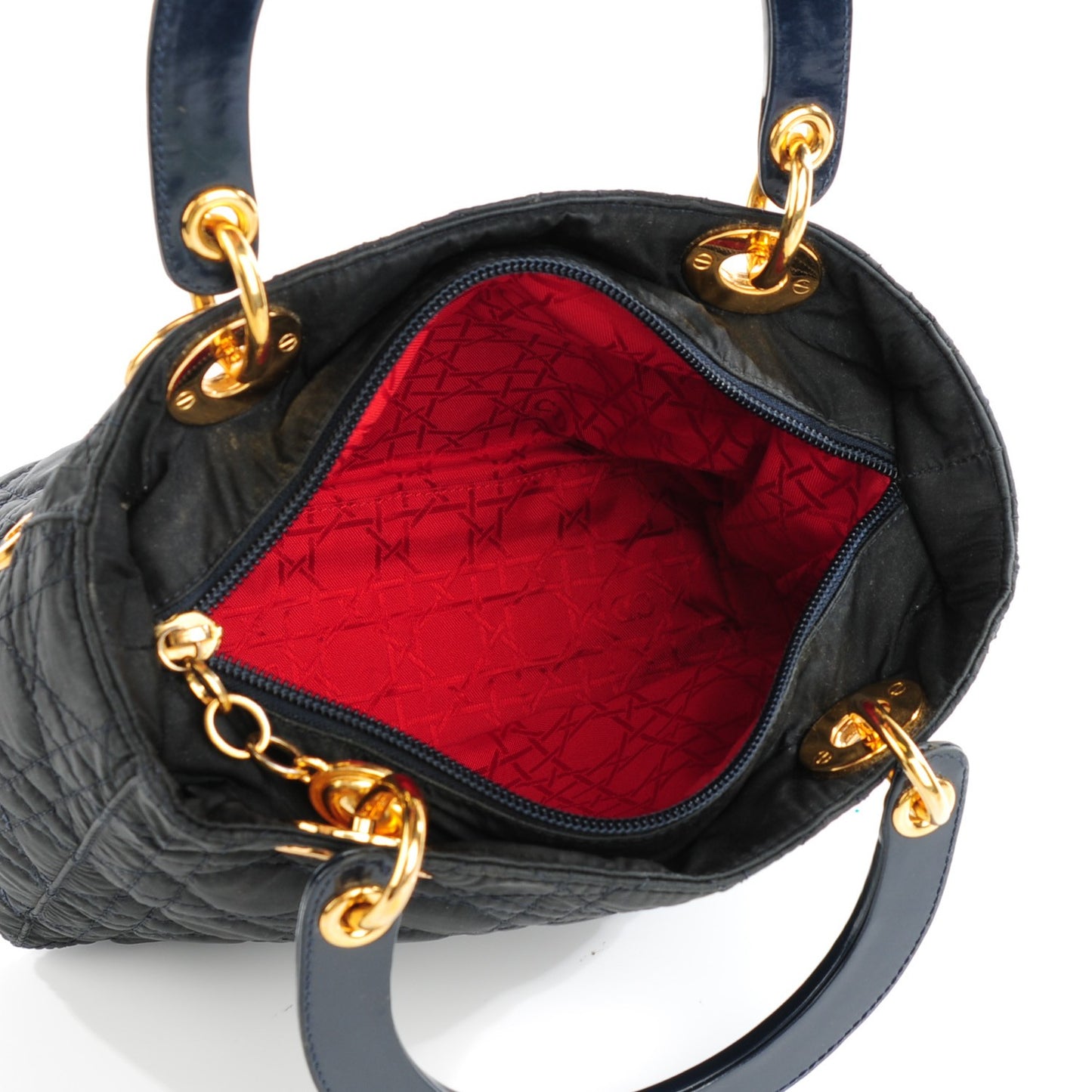 Nylon Cannage Medium Lady Dior Navy Blue