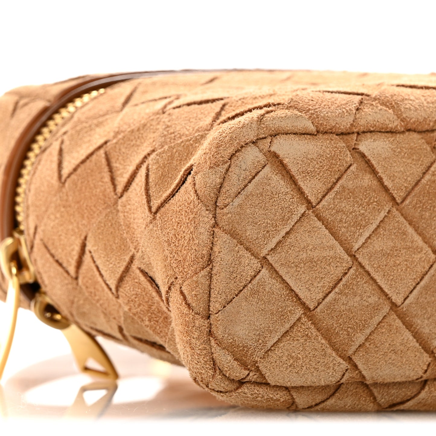 Suede Intrecciato Bang Bang Vanity Case Amber
