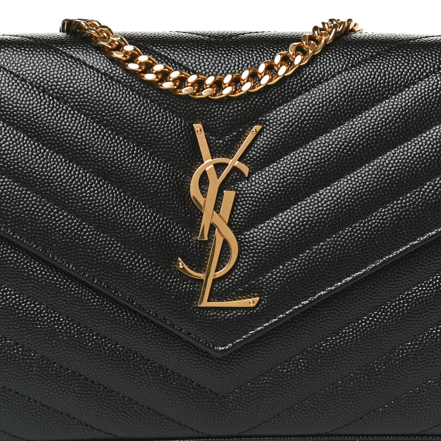 Grain De Poudre Matelasse Chevron Monogram Chain Wallet Black