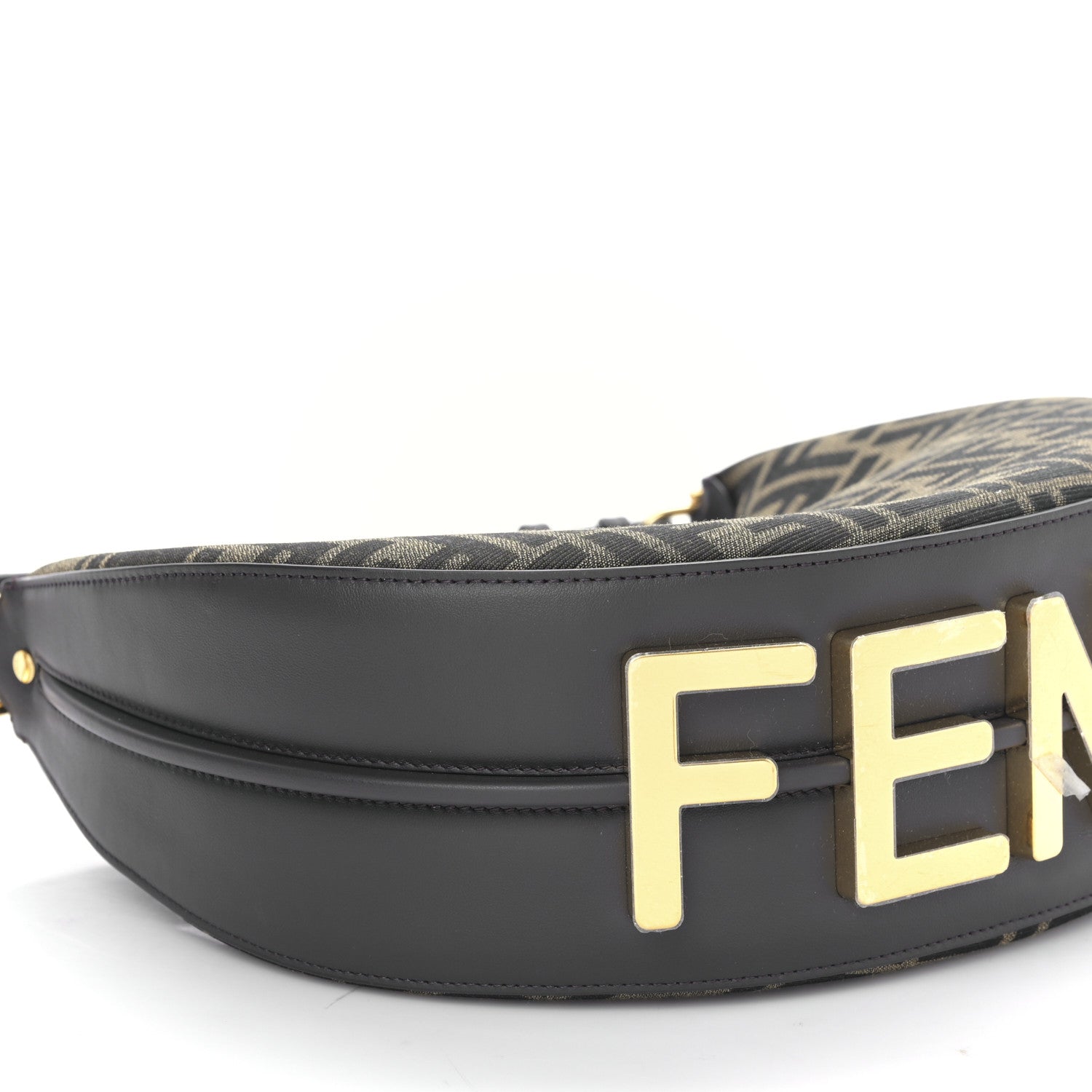 Fendi Fabric Jacquard Vitello Grace FF 1974 Small Fendigraphy Hobo Bag Tobacco Moro Ebano 8 of 9