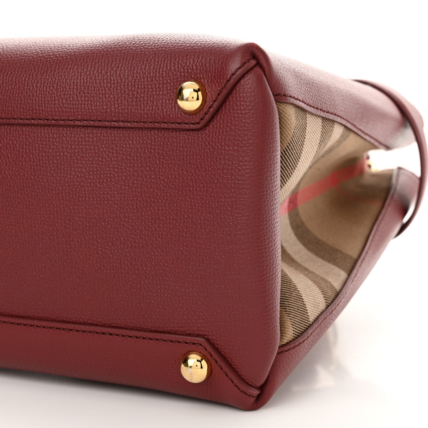 Grainy Calfskin House Check Medium Banner Tote Crimson