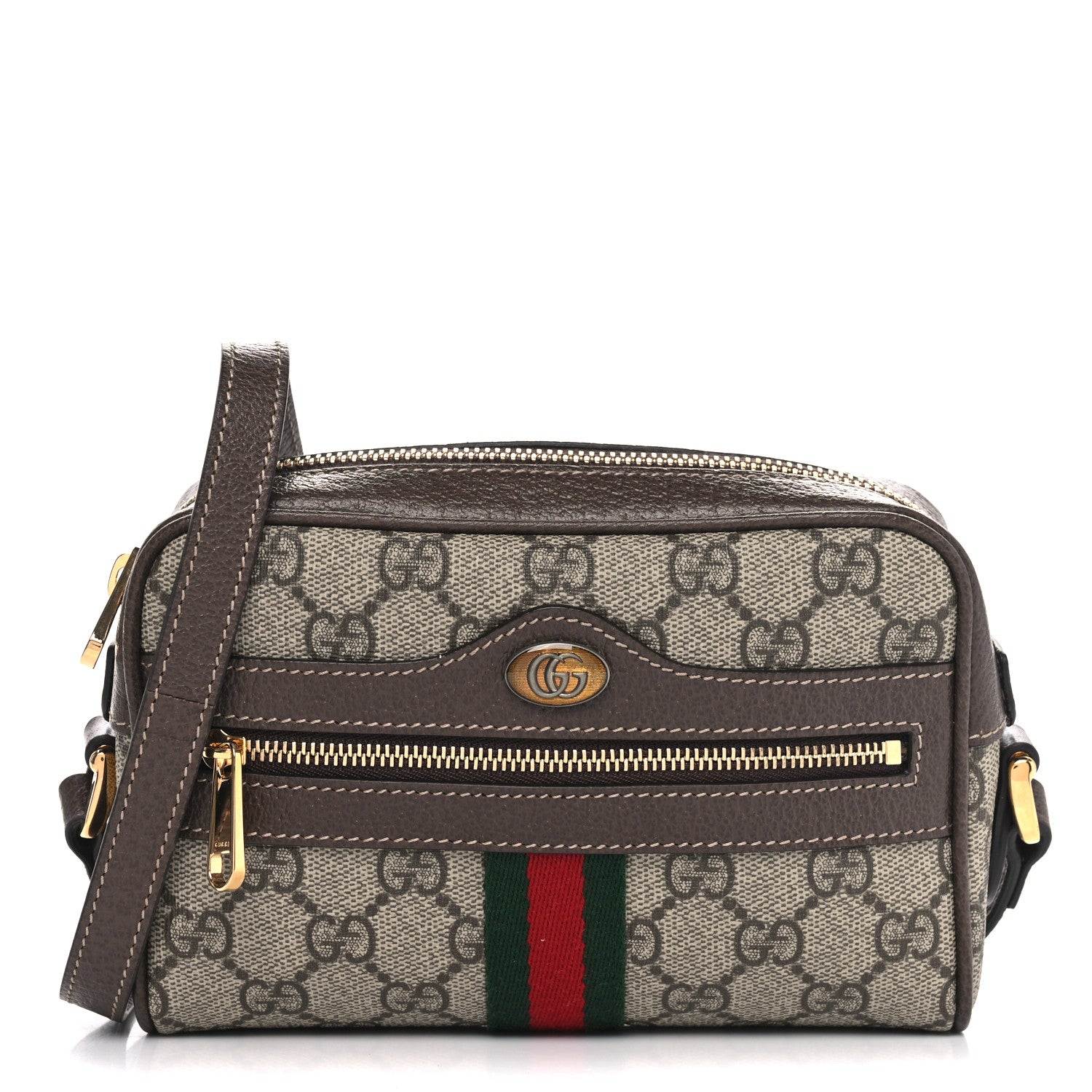 Gucci GG Supreme Monogram Web Mini Ophidia Shoulder Bag Brown 1 of 10