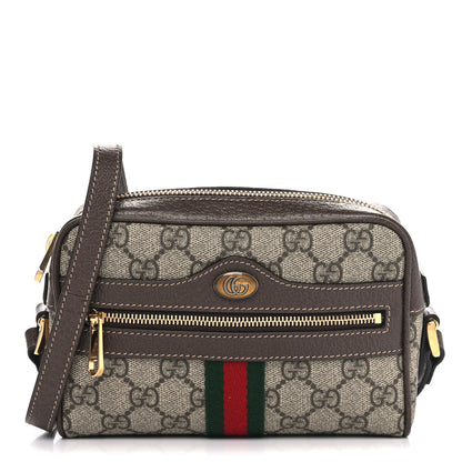 Gucci GG Supreme Monogram Web Mini Ophidia Shoulder Bag Brown 1 of 10