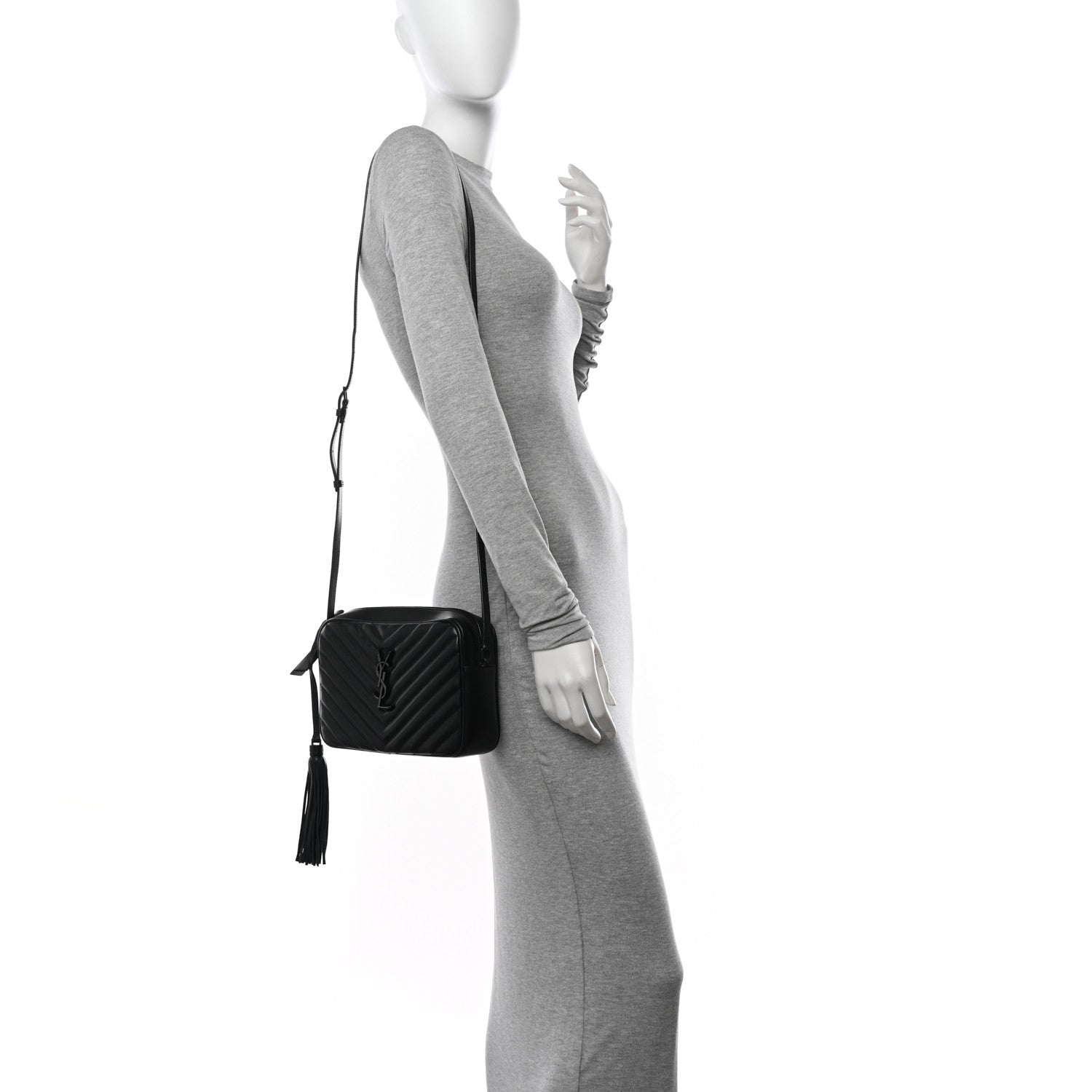 Saint Laurent Calfskin Matelasse Monogram Monochrome Lou Camera Bag Black 2 of 10