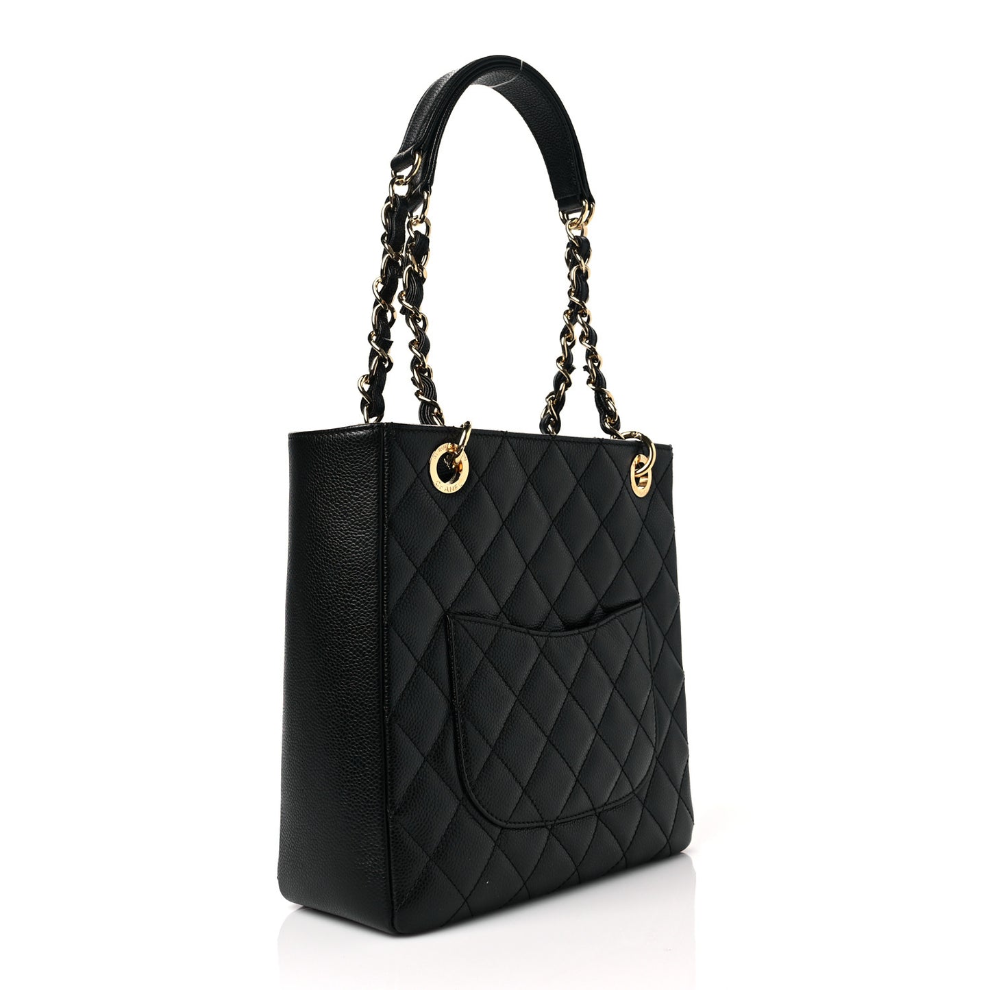 Caviar Quilted Petit Shopping Tote PST Black