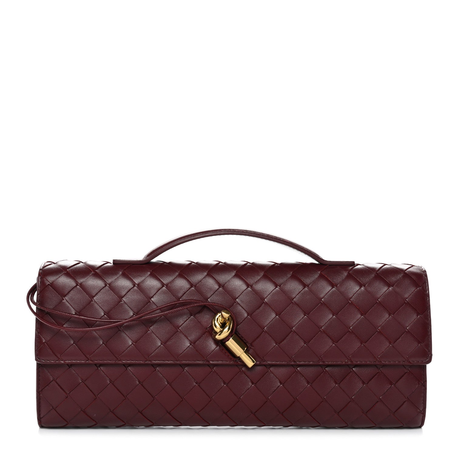 Bottega Veneta Nappa Intrecciato Long Andiamo Top Handle Clutch Barolo 1 of 7