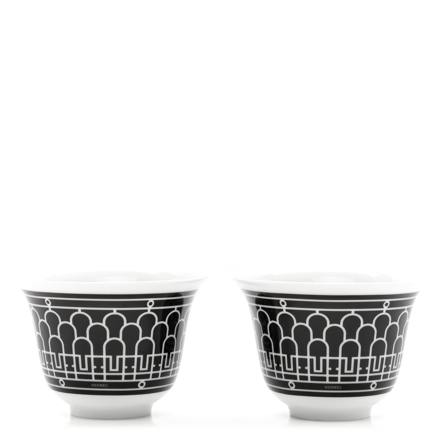 Hermes Porcelain H Deco Small Cups Set of 2 Black 1 of 6