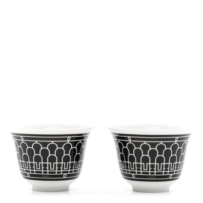 Hermes Porcelain H Deco Small Cups Set of 2 Black 1 of 6