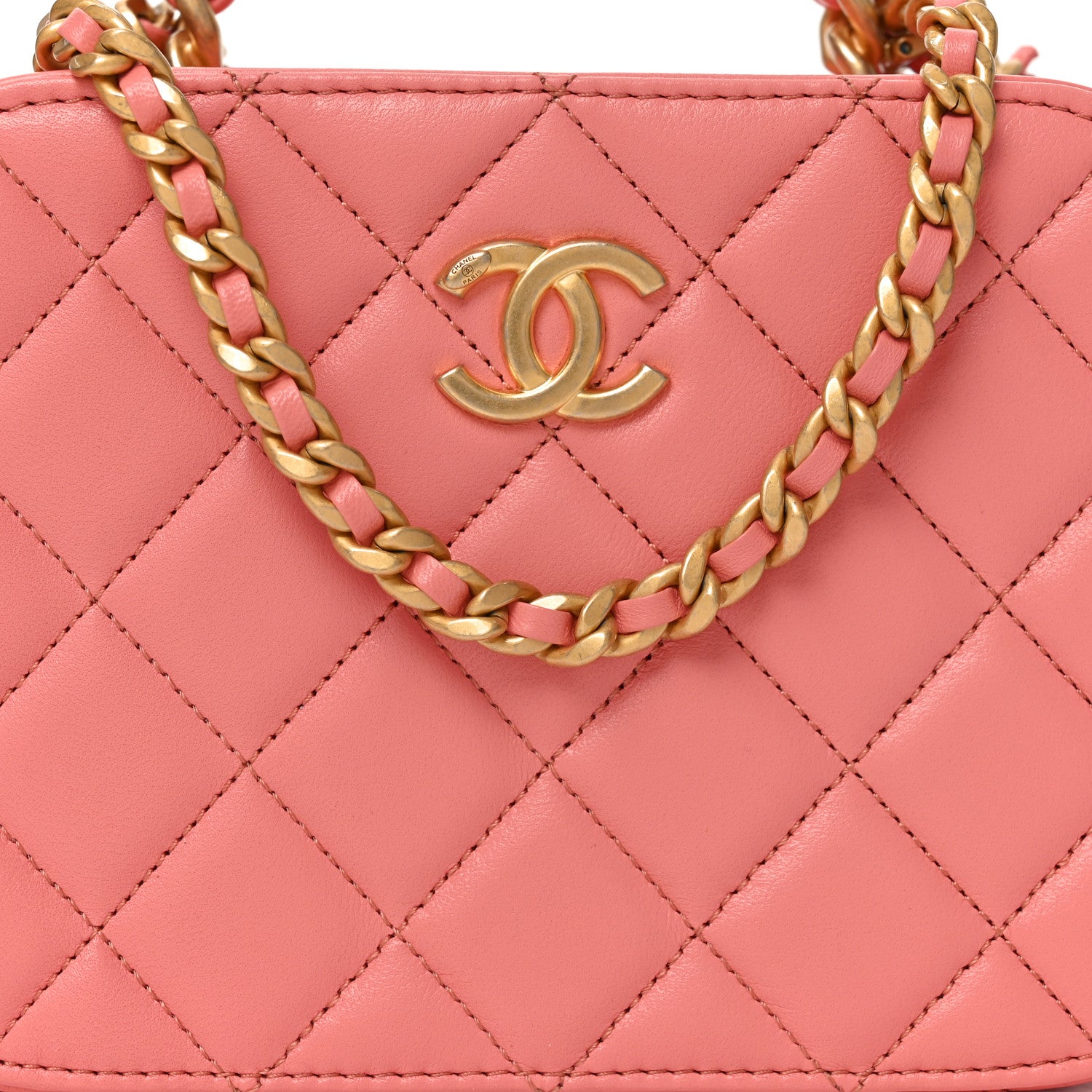 Chanel Lambskin Quilted Top Handle Small Vanity Case Pink 8 of 11