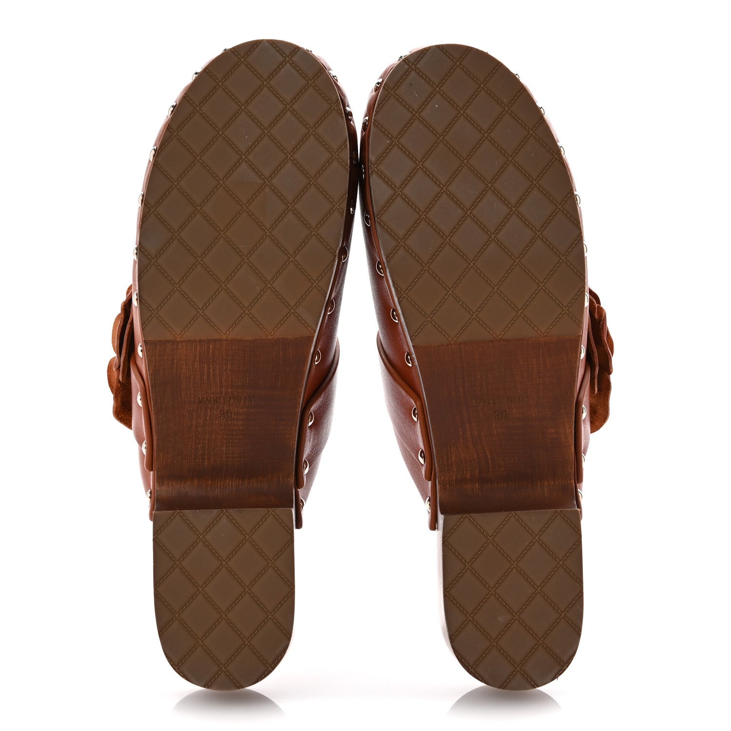 Chanel Calfskin Camellia Clogs 39 Dark Orange 6 of 11