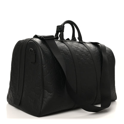 Gucci Rubber Effect GG Embossed Large Duffle Bag Black 2 of 9