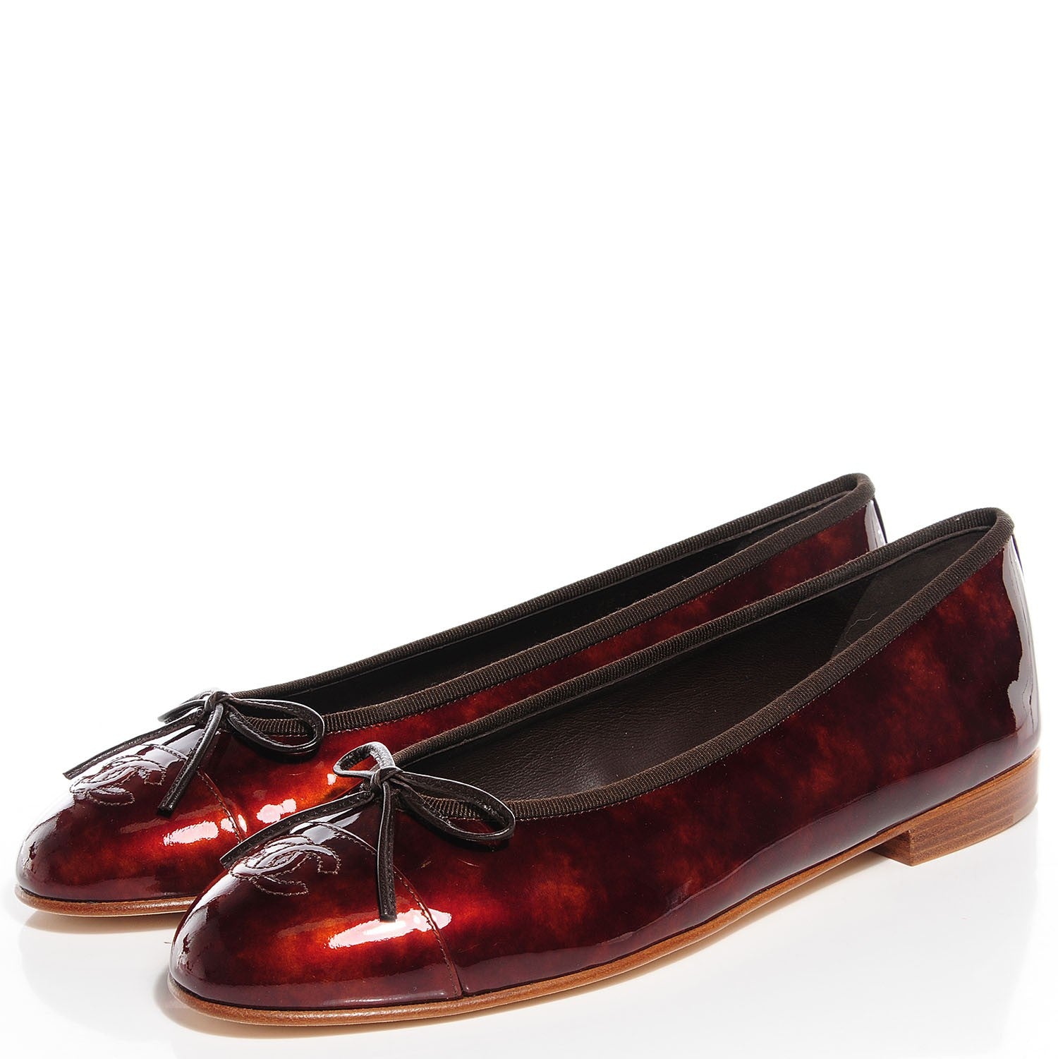Chanel Patent Classic CC Cap Toe Ballerina Flats 40 Marron Bronze 4 of 7