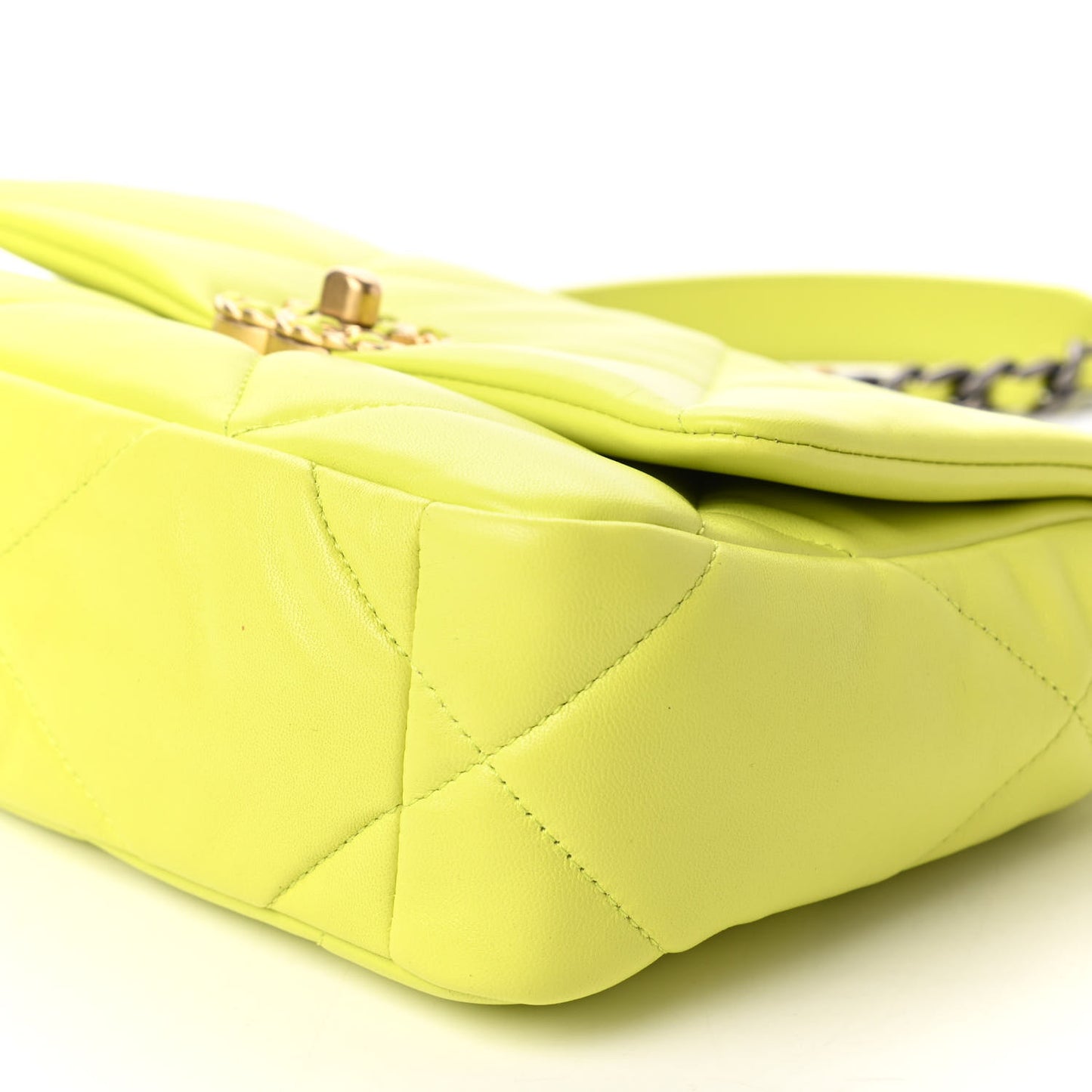 Lambskin Quilted Medium Chanel 19 Flap Neon Yellow