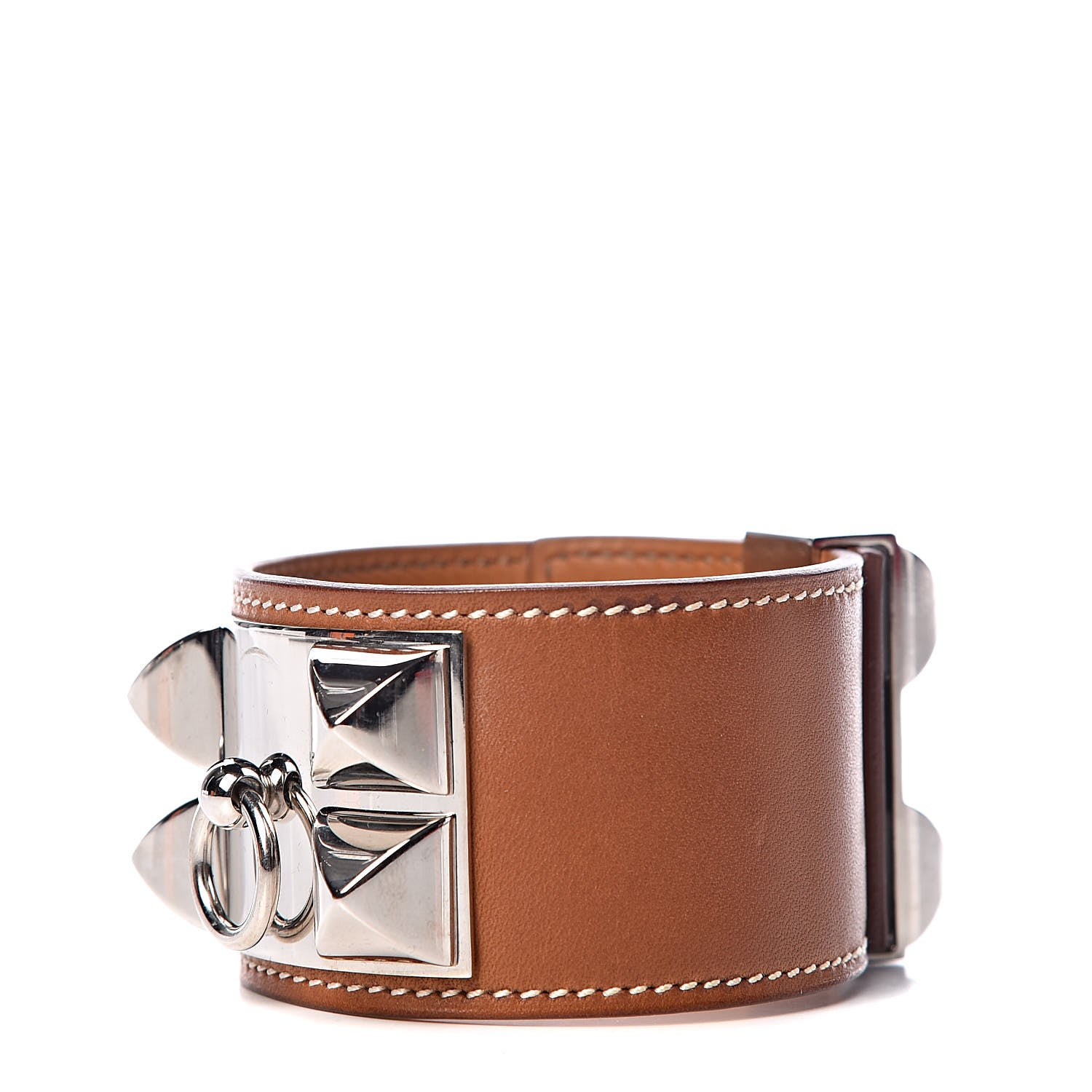 Hermes Barenia Collier De Chien CDC Bracelet L Fauve 1 of 7