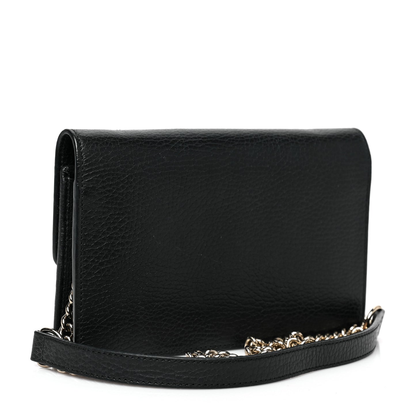 Dollar Calfskin Interlocking G Chain Wallet Black