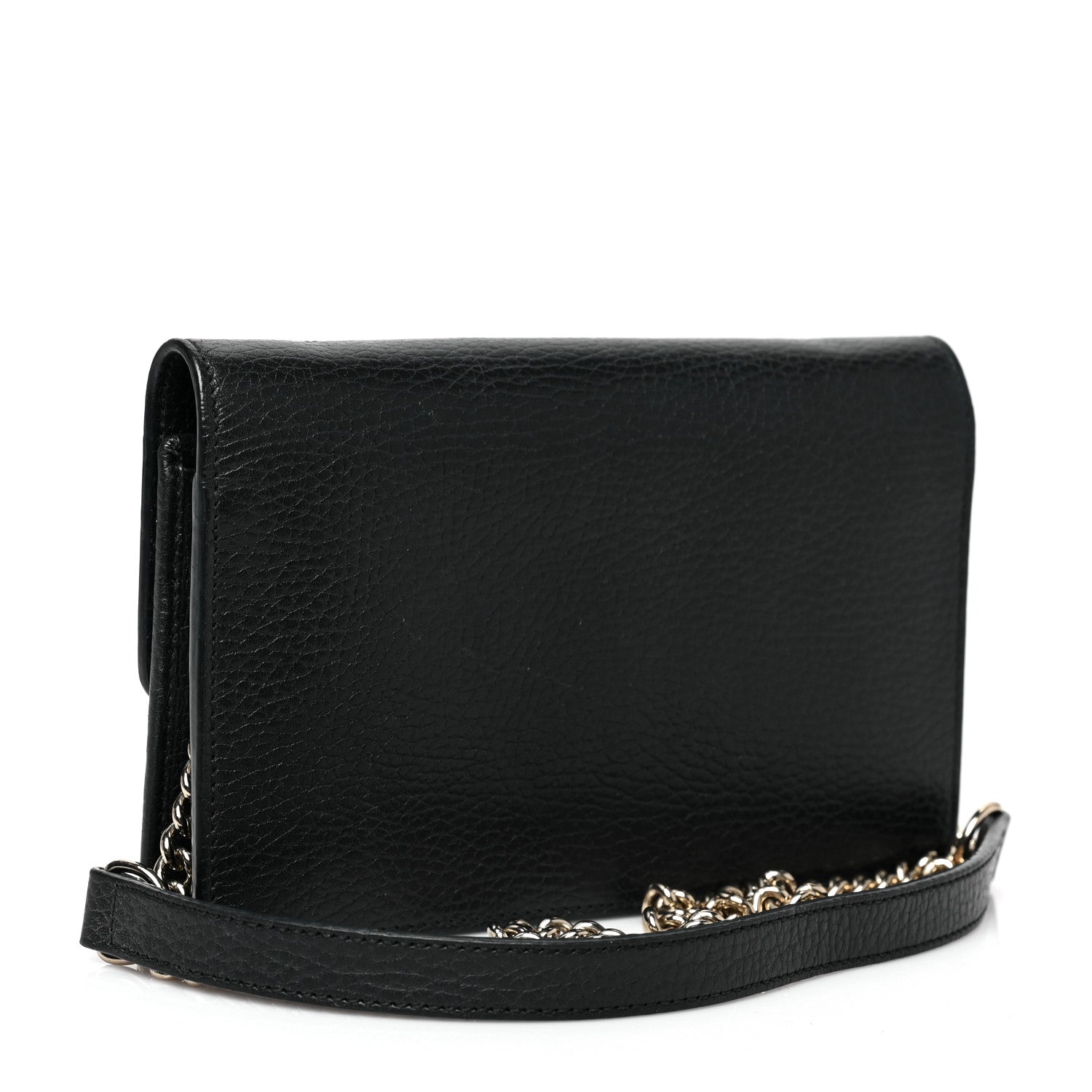 Gucci Dollar Calfskin Interlocking G Chain Wallet Black 3 of 9